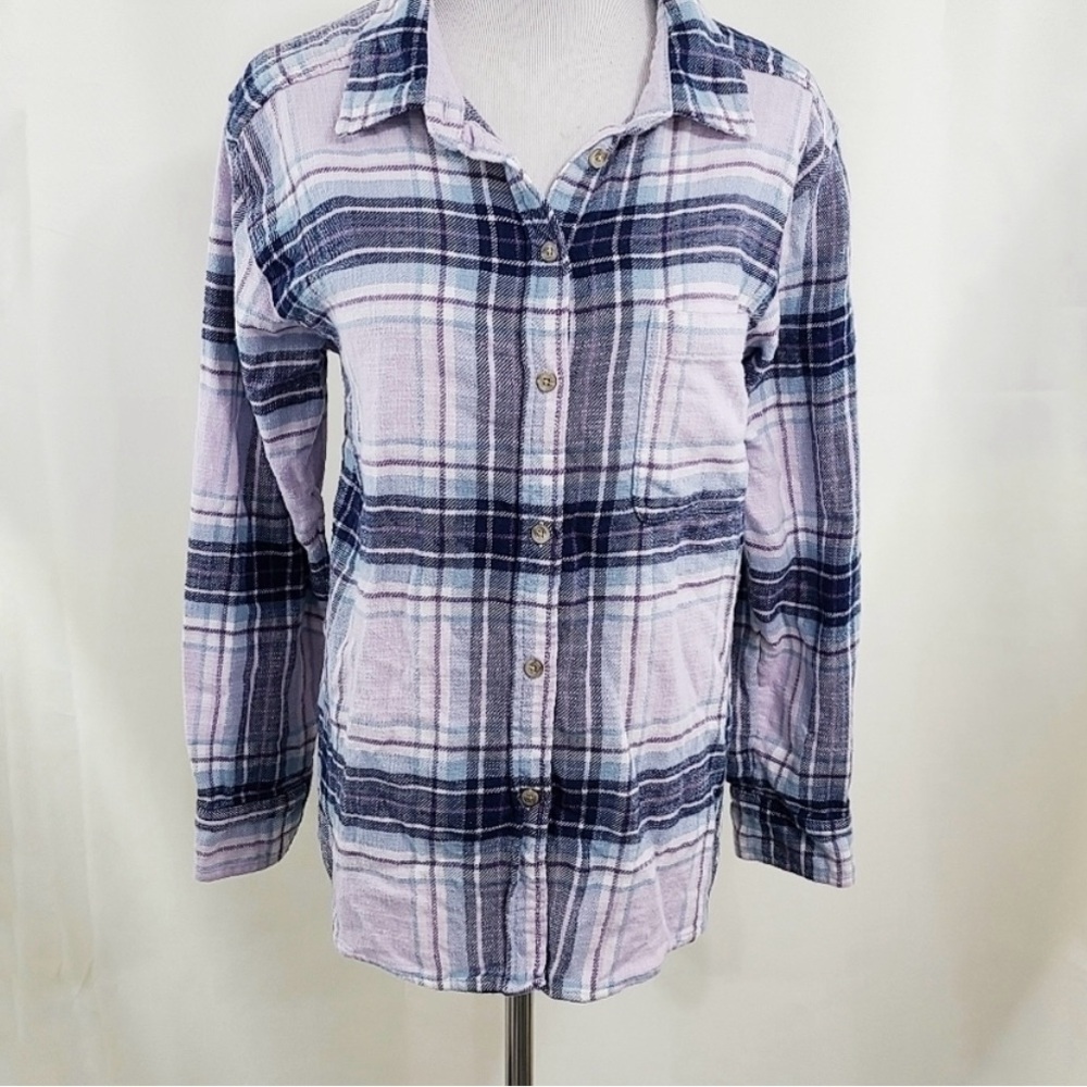 American Eagle boyfriend fit flannel purple size small